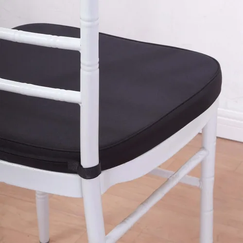 Miniatura 2 de Efavormart Cojín de 2" de espesor para silla Chiavari en negro, cojín de asiento de espuma con efecto memoria con lazos y funda extraíble