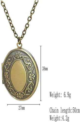 Miniatura 4 de Collar con colgante ovalado de estilo vintage con forma de medallón abierto