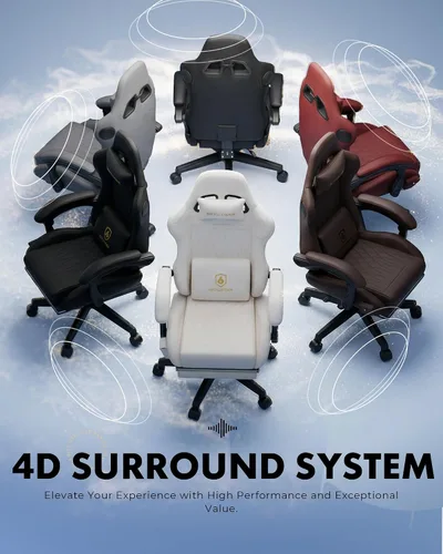 Miniatura 8 de GTPLAYER Silla de juegos para adultos, sillas ergonómicas de videojuegos con altavoces, reposapiés y reposabrazos de conexión, silla reclinable