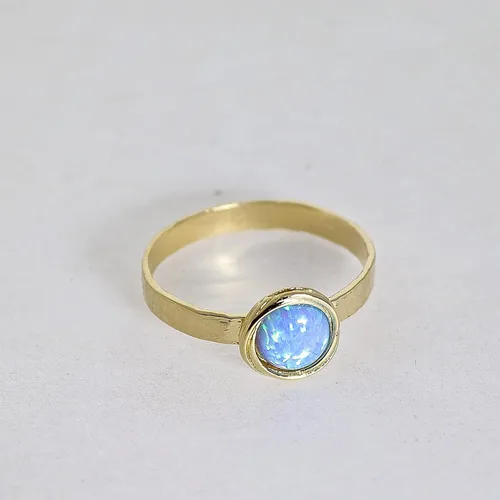 Miniatura 46 de Anillo de oro de piedras preciosas, anillo de piedra chapada en oro de 14 quilates, anillo de piedra apilable, anillo de oro de piedra pequeña