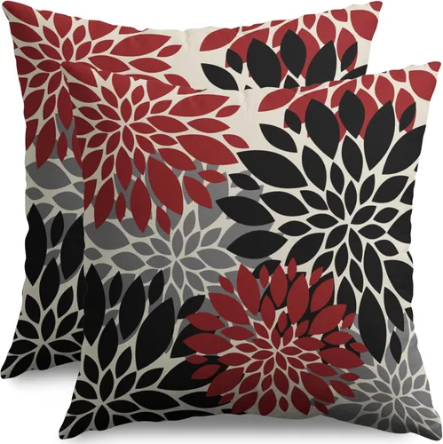 Miniatura 61 de Fundas de Almohada Azul Aguamarina 16X16 Pulgadas Juego de 2, Flores de Dalia Primavera Verano Floral Crema Fundas de Almohada Decorativas