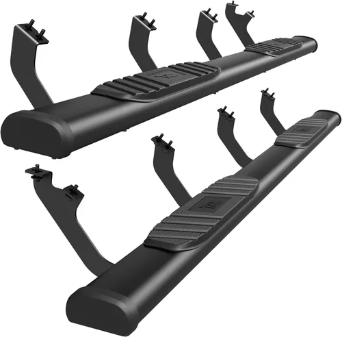TAC - Estribos laterales de flecha compatibles con Toyota Tundra CrewMax 2022-2025 Truck Pickup de 5 pulgadas, textura de aluminio, barras Nerf