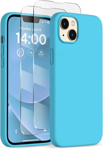 Miniatura 33 de Funda de silicona diseñada para iPhone 14 Plus, con 2 protectores de pantalla, funda protectora de cuerpo completo a prueba de golpes, funda delgada