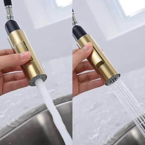 Miniatura 3 de Cabezal rociador desplegable para grifo de cocina, cabezal de repuesto de grifo de cocina de 2 funciones en forma de columna, 1.8 GPM G1/2