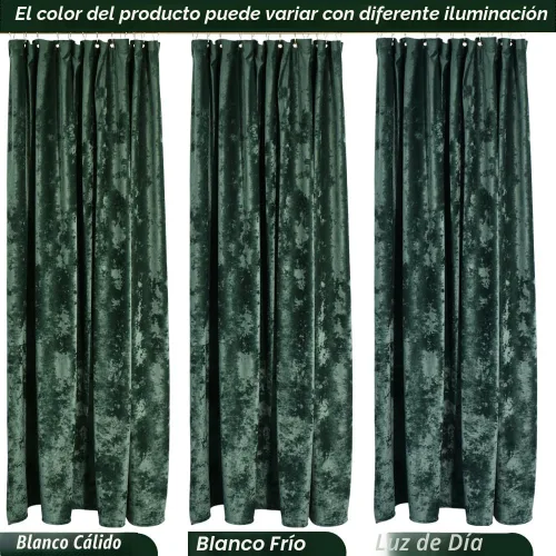 Miniatura 6 de TAMGHO Cortina de ducha de terciopelo triturado, cortina de ducha de lujo verde oscuro con ganchos de metal dorado Decro, lavable a máquina, cortina