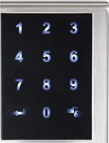 Miniatura 4 de Amazon Basics Cerradura electrónica del teclado de la puerta del cerrojo de la pantalla táctil del grado 3 con manija, acabado de níquel satinado