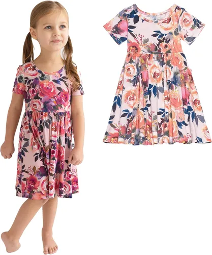 Miniatura 62 de Posh Peanut - Vestidos para niñas – Vestido suave para niña hecho con viscosa de bambú – Vestidos de otoño, primavera y verano para niñas