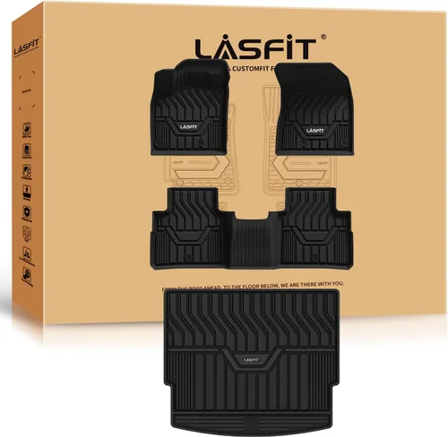Miniatura 12 de LASFIT Alfombrillas de Piso Compatibles con Nissan Armada 2017-2018 / Infiniti QX56 2011-2013 / Infiniti QX80 2014-2018, TPE Para Todo Clima Ajuste