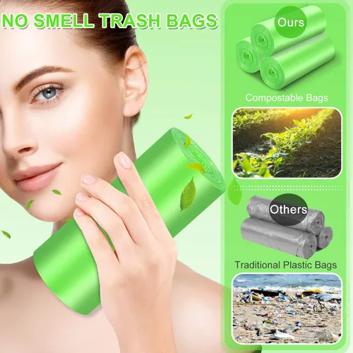 Miniatura 6 de MAVGV Bolsas de basura pequeñas de 4 galones, 100 bolsas de basura fuertes para baño, bolsas de basura para el hogar, oficina, cocina (verde)