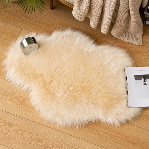 Miniatura 9 de MIULEE Alfombra de Piel de Oveja Sintética de 3 x 5 Pies, Alfombras de Área Mullidas de Lujo - Alfombra Decorativa Shag Súper Suave para Dormitorio
