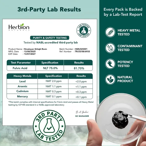 Miniatura 4 de HERBION Naturals - Resina Shilajit del Himalaya, 100% pura, 82% ácido fúlvico, probada en laboratorio, 1 onza (1.06 oz), tarro de vidrio