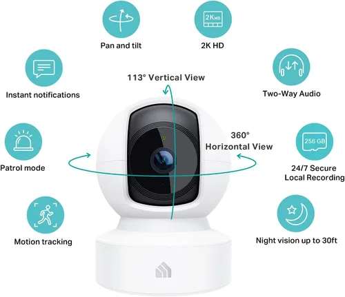 Miniatura 5 de Kasa Smart Cámara de seguridad Kasa 4MP 2K para exteriores con cable y D cámara de seguridad Pan/Tilt, sensor Starlight, 1080p HD Dog Camera 2.4GHz
