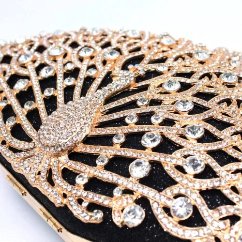 Miniatura 3 de Bolso de noche para mujer bolso de noche de cristal de metal dorado bolso de mano para mujer bolso de fiesta de boda color A talla única talla única