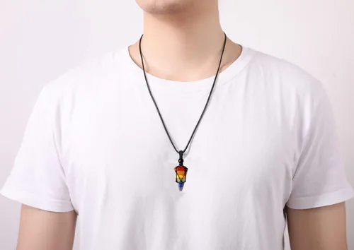 Miniatura 4 de XIANNVXI Collar con dije de piedra puntiaguda de cristal curativo, cuerda negra ajustable, piedra preciosa natural, joyería para hombres y mujeres