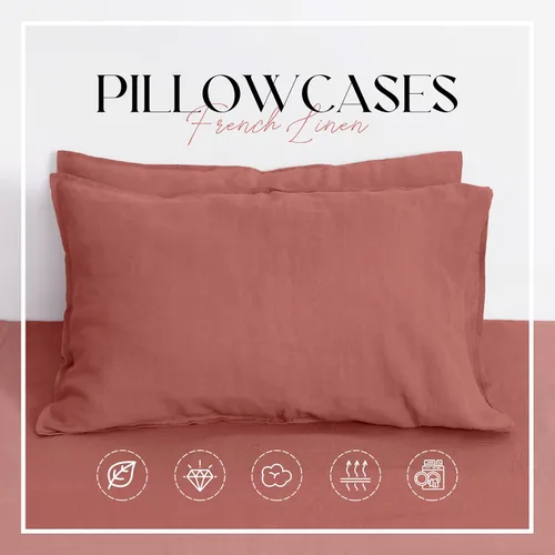 Miniatura 2 de Linen World - Juego de 2 fundas de almohada de lino, 20 x 30 pulgadas, tamaño estándar/Queen, fundas de almohada 100% lino natural francés, fundas
