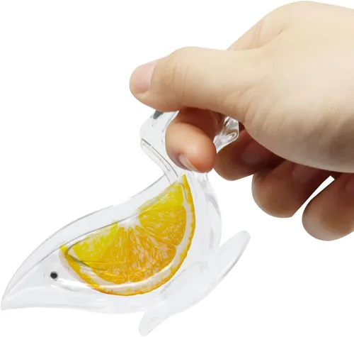 Miniatura 4 de Exprimidor manual de rodajas de limón de 2 piezas, exprimidor de frutas portátil de plástico, exprimidor de mano con forma de pájaro para granada