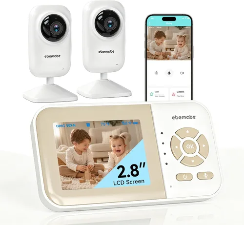 Miniatura 9 de ebemate Cámara Monitor de Video para Bebé con Pantalla LCD de 2.8" Video y Audio Visión Nocturna Sin Resplandor, Audio Bidireccional Cámara