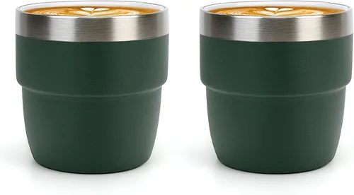 Miniatura 14 de Zenbo Tazas de Espresso/Café de 4 oz, Acero Inoxidable 18/8 con Revestimiento de Cerámica y Aislamiento al Vacío de Doble Pared, Apilables y Aptas
