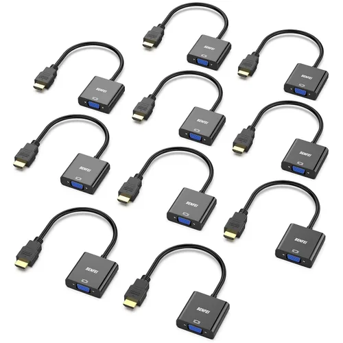 Miniatura 8 de BENFEI Adaptador HDMI a VGA, chapado en oro (macho a hembra) para computadora, escritorio, laptop, PC, monitor, proyector, HDTV, Chromebook