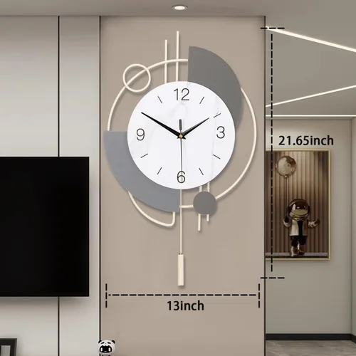 Miniatura 7 de Dankeit Reloj de pared decorativo de cuarzo silencioso con péndulo, grande para sala de estar, cocina, baño, dormitorio, 13 x 21.65 pulgadas (beige)