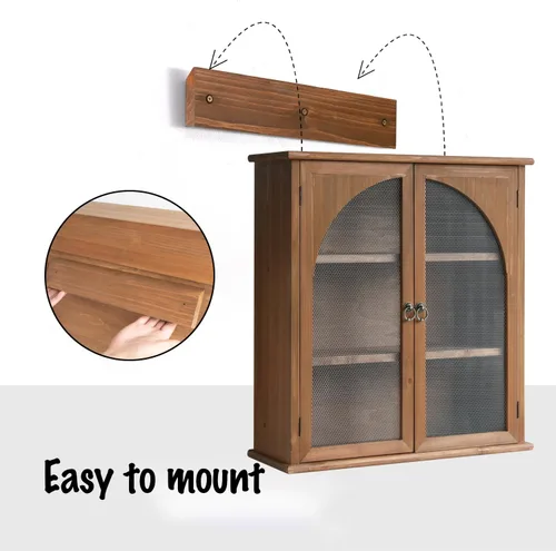 Miniatura 4 de COLLECTIVE HOME - Armario organizador de pared de 24 pulgadas, gabinete de baño de madera maciza con puerta arqueada, ya montado, 22 x 8 x 24