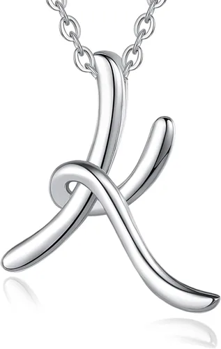 Miniatura 56 de EUDORA Collares de plata esterlina con inicial para mujer, regalos clásicos de 26 letras sin cuello para niñas, hermana, madre hija, cadena de 18