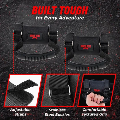 Miniatura 3 de Badass Moto Asas de agarre de barra antivuelco - Asas de agarre SXS, ATV y UTV Negro 2-PK