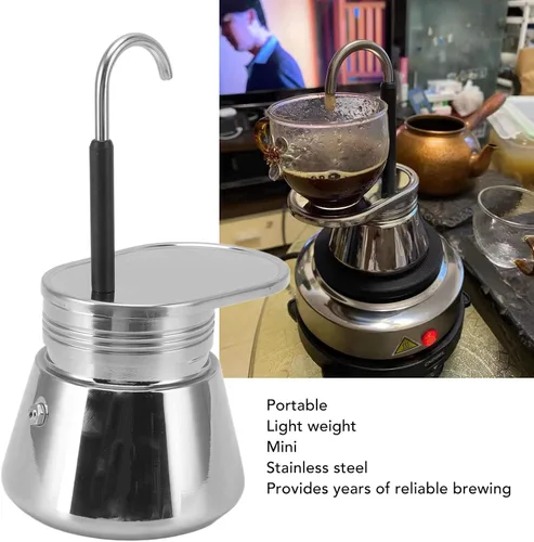 Miniatura 2 de GOWENIC Cafetera italiana de acero inoxidable, olla portátil de gran capacidad, 101 a 16.9 fl oz