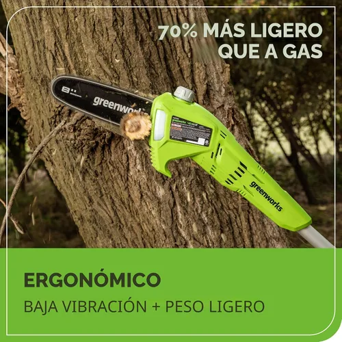 Miniatura 5 de Greenworks Sierra de poste inalámbrica de 40 V y 8 pulgadas, batería de 2.0 Ah y cargador incluidos PS40B210