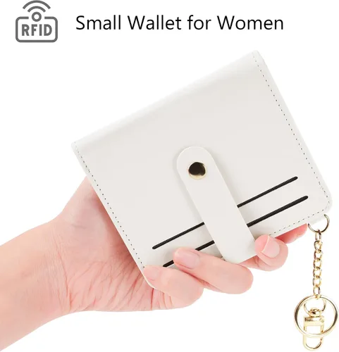 Miniatura 7 de Airkit Billeteras pequeñas para mujer, con bloqueo RFID, de cuero, con ventana de identificación, carteras para tarjetas para mujer, con monedero