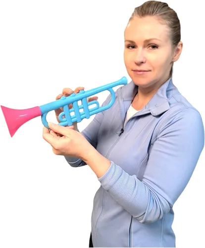 Miniatura 7 de Trompetas de plástico coloridas (13 pulgadas) juguetes musicales para niños, instrumentos para hacer ruido para fiestas y eventos, recuerdos