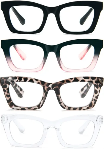 Miniatura 7 de Gafas de lectura para mujer, estilo Oprah, de gran tamaño, con bisagra de resorte cuadrada, lentes de bloqueo de luz azul