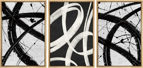 Miniatura 544 de SIGNWIN Lienzo enmarcado para pared, arte con pinceladas de flujo neutro en tonos beige abstractos, ilustraciones, arte moderno, decorativo