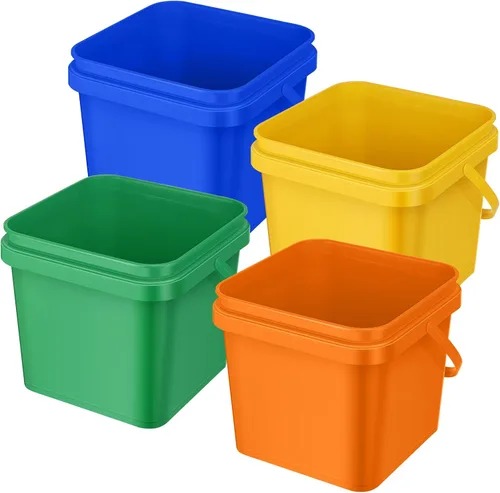 Miniatura 10 de Mifoci 4 cubos de plástico cuadrados de 5 cuartos de galón, cubo de limpieza, cubo pequeño con asa para limpieza de la casa, almacenamiento
