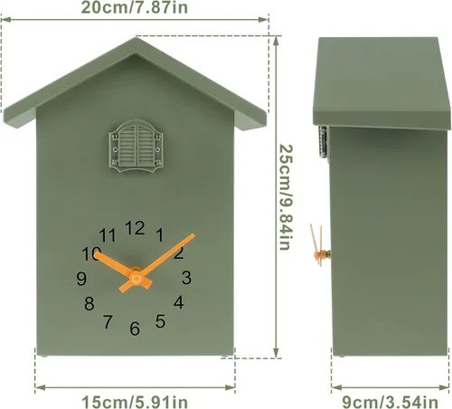Miniatura 2 de Reloj de cuco de cuco, reloj de pared de cuco, voces de pájaro de cuco, diseño de péndulo, con péndulo, funciona con pilas, para decoración