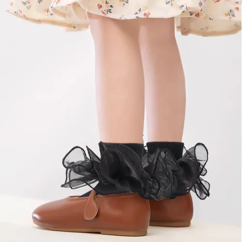 Miniatura 2 de BQUBO - Calcetines de encaje con ojales y volantes, calcetines de encaje para recién nacidobebéniños pequeñosniños pequeños con volantes de verano
