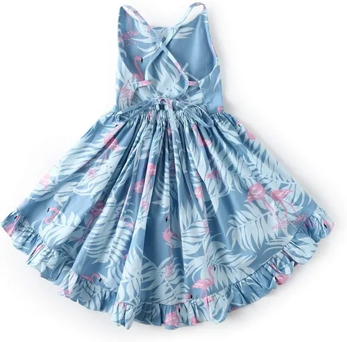 Miniatura 2 de Talla 2 - 12 Vestido floral de algodón sin espalda casual para niñas