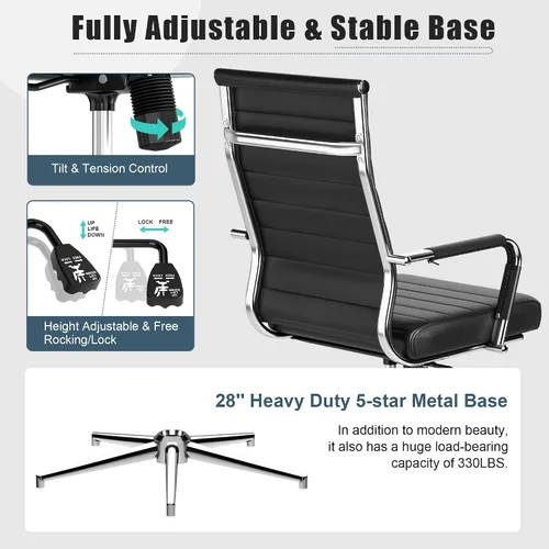 Miniatura 6 de Okeysen Office Desk Chair, Ergonomic Leather Modern Conference Room Chairs, Executive Ribbed Height Adjustable Swivel Rolling Chair for Home Office