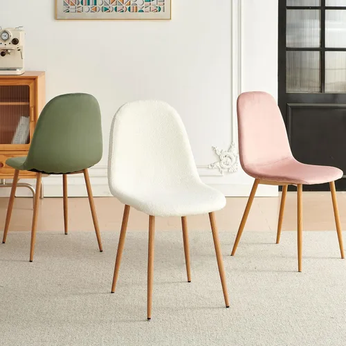 Miniatura 7 de Juego de 4 sillas de comedor de terciopelo, modernas sillas tapizadas con patas de metal para sala, dormitorio, comedor, sillas de comedor verdes