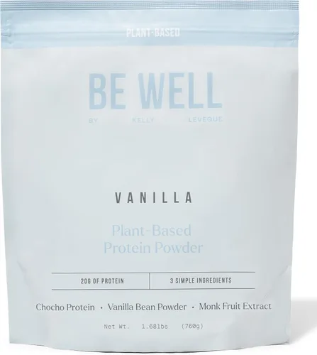 Be Well By Kelly - Proteína en polvo a base de plantas de vainilla, vegana 0.71 oz de proteína 8G de fibra 0 carbohidratos netos (3 ingredientes, 20