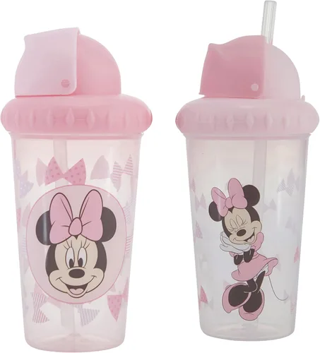 Miniatura 11 de Disney Vasos para sorber para niños y niñas Paquete de dos vasos para sorber de 10 onzas con popote y tapa, botella de agua de viaje azul duradera