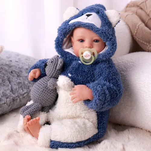 Miniatura 6 de BABESIDE Muñecas Reborn de bebé realistas niño - Aiden 17 pulgadas muñeca de bebé realista hecha a mano de silicona cuerpo completo vinilo muñeca