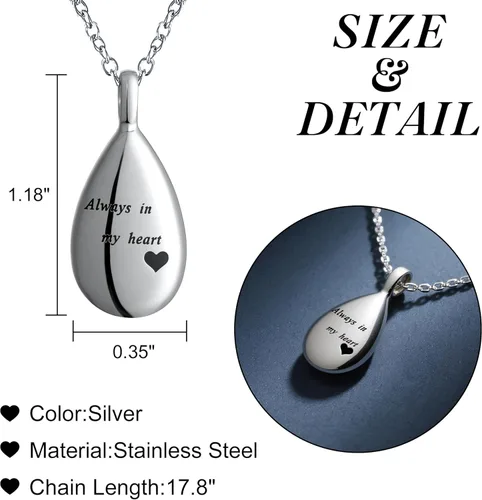 Miniatura 4 de Collares de urna para cenizas, collar de cremación para cenizas, collares de urna para cenizas para mujeres, medallón de joyería de cremación