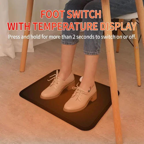 Miniatura 3 de Alfombras eléctricas calentadas - Calentador de pies AC 110V, alfombra calentada para debajo del escritorio para oficina y hogar (Negro)