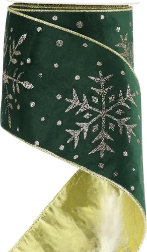 Miniatura 16 de HUIHUANG Cinta con alambre con purpurina de copo de nieve, cinta de copo de nieve azul y blanca para árbol de Navidad, 2-1/2 pulgadas x 25 yardas