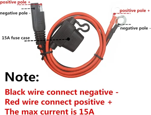 Miniatura 3 de Cable de terminal de anillo tórico – Conector SAE de 2 pies, enchufe SAE a cable de cargador de batería, adaptador de extensión de arnés de terminal