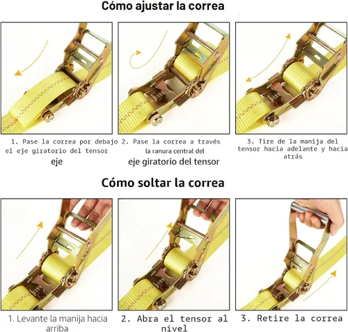 Miniatura 6 de Paquete de 4 correas de trinquete de 2 pulgadas, correas de amarre resistentes de 20 pies con doble gancho en J, resistencia a la rotura de 10,000