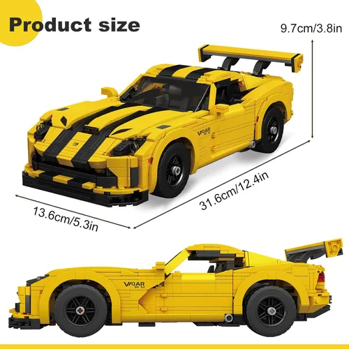 Miniatura 4 de Mould King 10046 Kits de Bloques de Construcción de Supercoches, Sets de Construcción de Modelos de Coches Dodge Viper, Regalo MOC de Coche