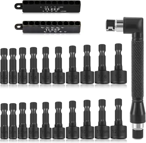 Miniatura 9 de Juego de tuercas de impacto de 150 mm con 1/4" 5/16" 3/8" de potencia magnética, juego de brocas de taladro hexagonal para llave de impacto, juego