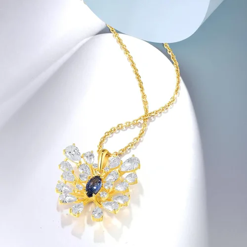 Miniatura 3 de Santuzza Colgante de circonita cúbica blanca con forma de flor de plata de ley 925 para mujer